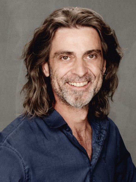 Long hair style for older men