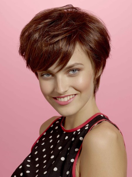 Sporty short hairstyle with a short neck