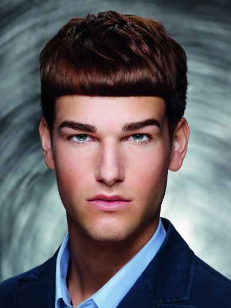 Hairstyle with short straight bangs for fashionable men