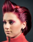 Magenta hair color for a sleek bob with asymmetry