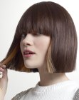 Two toned longer than chin length bob with soft bangs