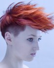 Red hair with clipper cut sides and a longer top section