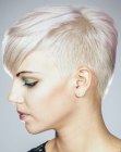 Haircut with a very short buzzed nape for women