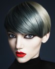 Geometric haircut with a combination of two metallic hair colors
