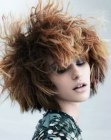 Wild hairstyle with disheveled and mussed up sections