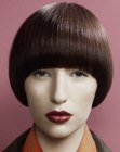 1960s mushroom haircut with a cutting line that circles around the face