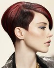 Elegant short hairstyle with curved lines and sleek styling
