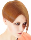 Mid-ear length haircut with straight sides