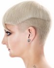 Very short women's hairstyle with an undercut
