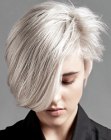 Hairstyle with a combination of a sleek bob and a short pixie crop