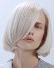 Blonde bob with the lower edge styled inward
