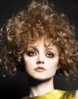 Triangle shape hair with thick curls and a pointy top