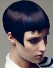 Pixie cut for raven black hair with blue color accents
