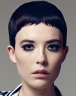 Very short haircut for women with black hair