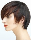 Short hair with a smooth round shape and frazzled edges