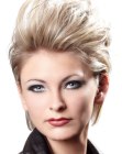 Short rocker hairstyle with back swept bangs for women