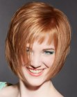 Short hairstyle with feathery face framing layers