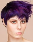 Pixie cut for black hair with blue and purple streaks
