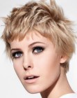 Blonde wash and wear pixie with short bangs