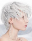 Grown out pixie cut look for silver hair