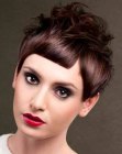 Extravagant pixie haircut with sleek and curly hair combined