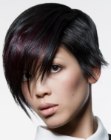 Contemporary pixie cut with side swept bangs