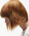 Razored bob haircut with texture and a feathery apperance