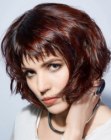Short bob with feathery bangs and layers for volume