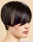 Edgy graphic bob with multiple hair colors