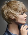 Stylish above the collar haircut with textured layers