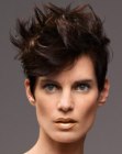Elegant pixie hair with punk elements and much top volume