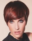 Sleek pixie cut with a longer top section and softened edges