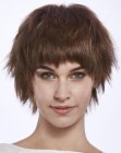 Short haircut with layers and frayed bangs