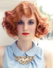 Short red hairstyle with 1930s water waves
