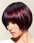 Short bob with a tapered back-angled cutting line