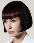 Short blunt cut bob with very straight styling