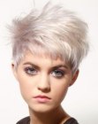 Platinum blonde razor cut pixie with spikes