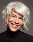 Short layered for older women with grey hair