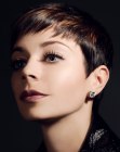 Pixie cut for dark brown hair with highlights