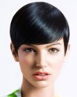 Black pixie cut with sleek styling