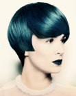 Short black hair with a blue sheen