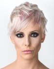Blonde pixie haircut with streaks