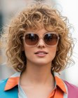 Curly blonde bob