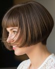 Short bob with short straight-across bangs