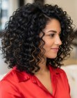 Curly shoulder-length hairstyle