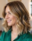 Shoulder-length hair with multiple tones of blonde