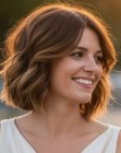 Wavy honey-brown bob