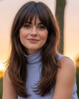 Long hair with curtain bangs