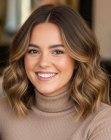 Shoulder-length hair with warm blonde hues