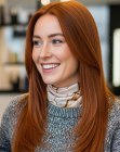 Long and sleek red hair